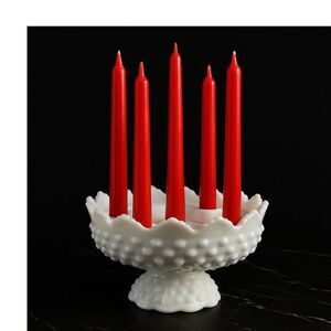 Vintage Fenton Candleholder Dish 5 Candles White Hobnail Glass Room Accent Decor